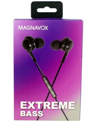 Magnavox MHP4857-BK Ear Buds with Microphone in Black | Available in Black &amp; White | Ear Buds Wired with Microphone | Extra Value Comfort Stereo Earbuds Wired | Durable Rubberized Cable |