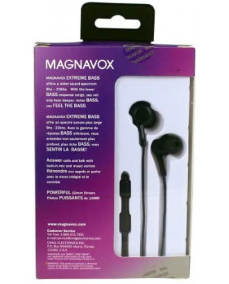 Magnavox MHP4857-BK Ear Buds with Microphone in Black | Available in Black &amp; White | Ear Buds Wired with Microphone | Extra Value Comfort Stereo Earbuds Wired | Durable Rubberized Cable |