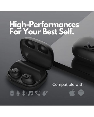 MULTITED RX Bluetooth Ear Buds - Water/Sweatproof, Designed for Workouts, Gym, Running, Hiking. 8 Hours Playtime, Premium Sound, and Deep Bass. Wireless in-Ear with Built-in Mic for iPhone, Android